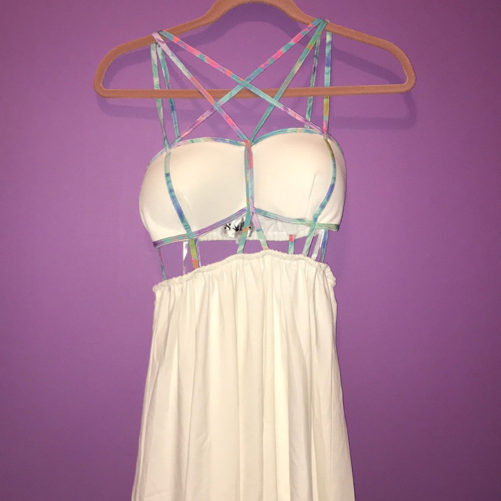 Strappy tie-dye and white dress. OFFERS WELCOME
